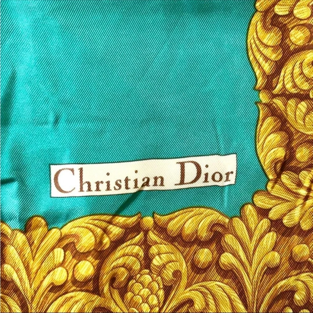 Dior Turquoise and Gold Scarf